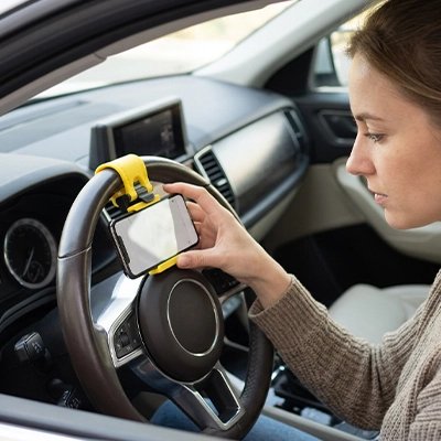 Support téléphone voiture Coussinet souple jaune avec portable