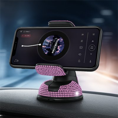 Support téléphone voiture Cristal rose