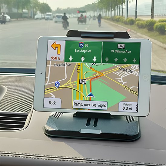 Support téléphone voiture multi-angle sur tableau de bord avec tablette