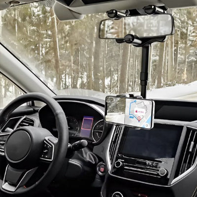 Support téléphone voiture  retroviseur position face avec portable