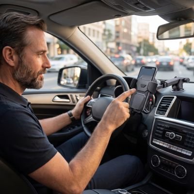 Support téléphone voiture Universel Flexible et homme au volant