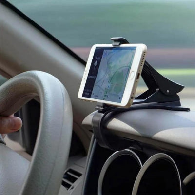 Support téléphone voiture universel reglable avec portable sur tableau de bord en face du volant