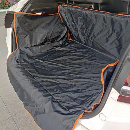 tapis housse de protection coffre voiture noir orange vue verso