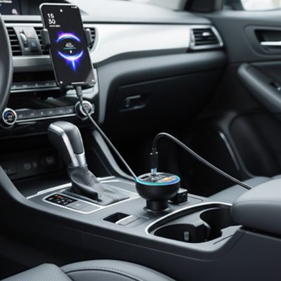 Transmetteur fm bluetooth LED intégré charge téléphone